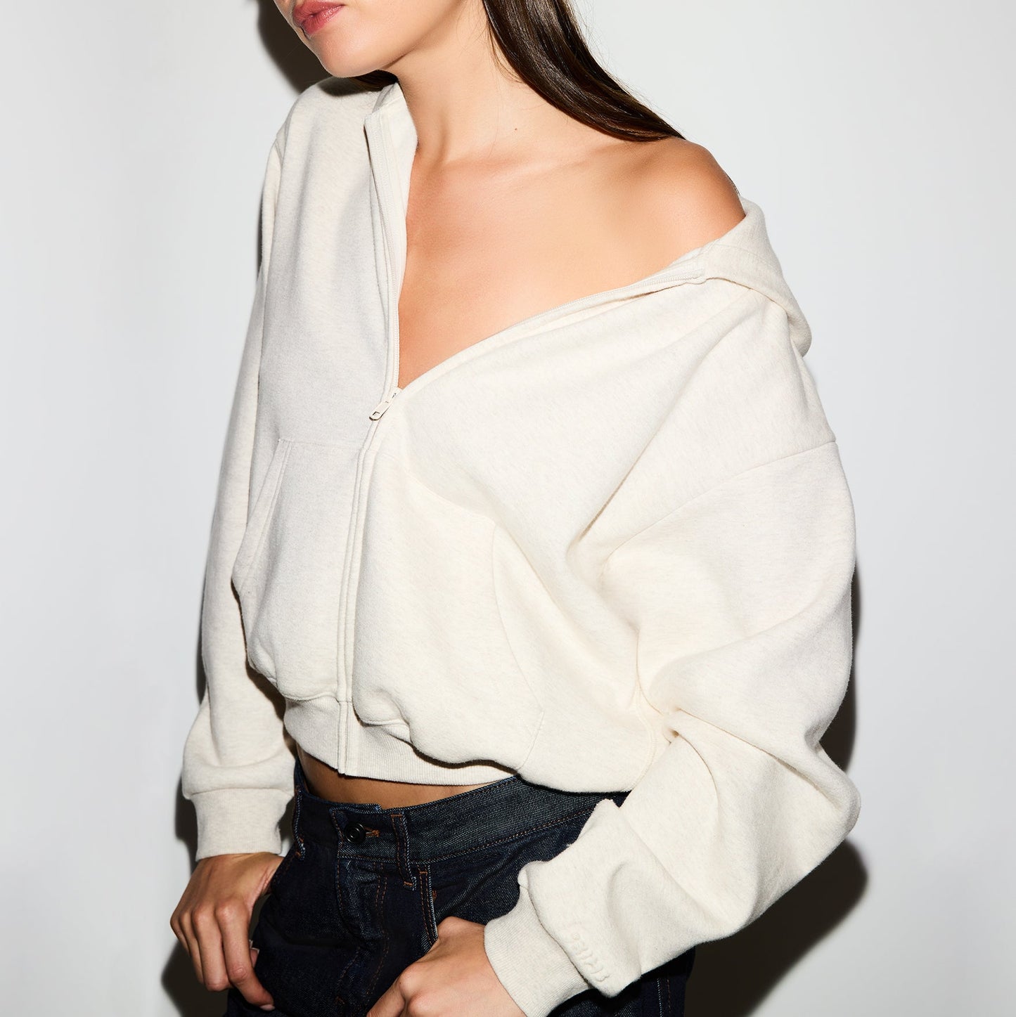 COTTON FLEECE CLASSIC ZIP UP HOODIE | OATMEAL HEATHER