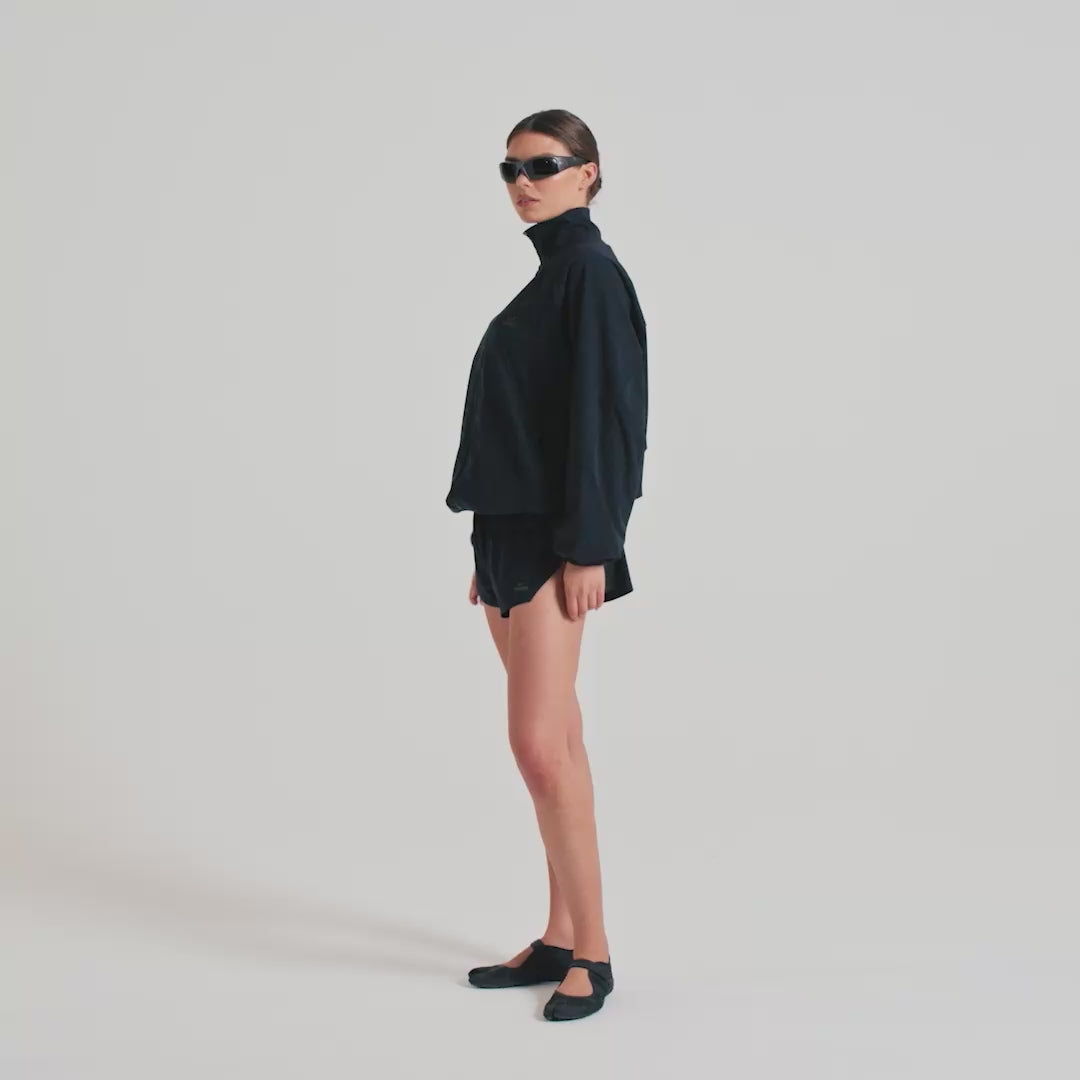 NikeSKIMS STRETCH NYLON OVERSIZED TRACK JACKET | OBSIDIAN