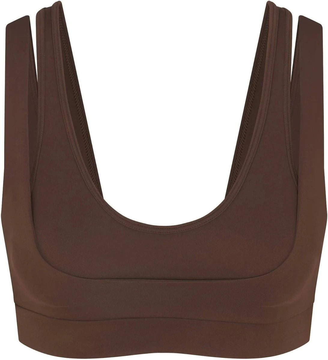 NikeSKIMS MATTE DOUBLE STRAP SCOOP BRA | DARK SEPIA
